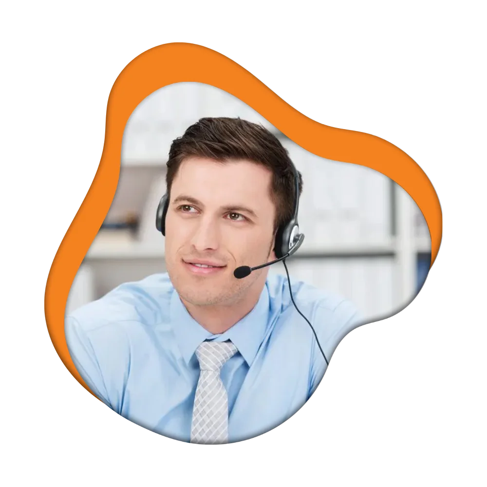 A man in a casual dress with a headset, representing an answering service for property management