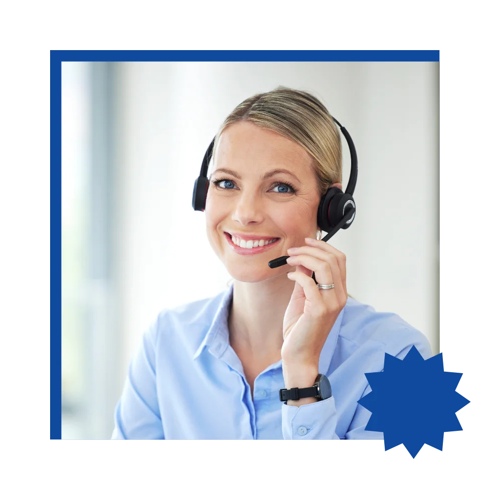 A woman with headphones and a microphone, communicating effectively, symbolizing a speech therapy answering service