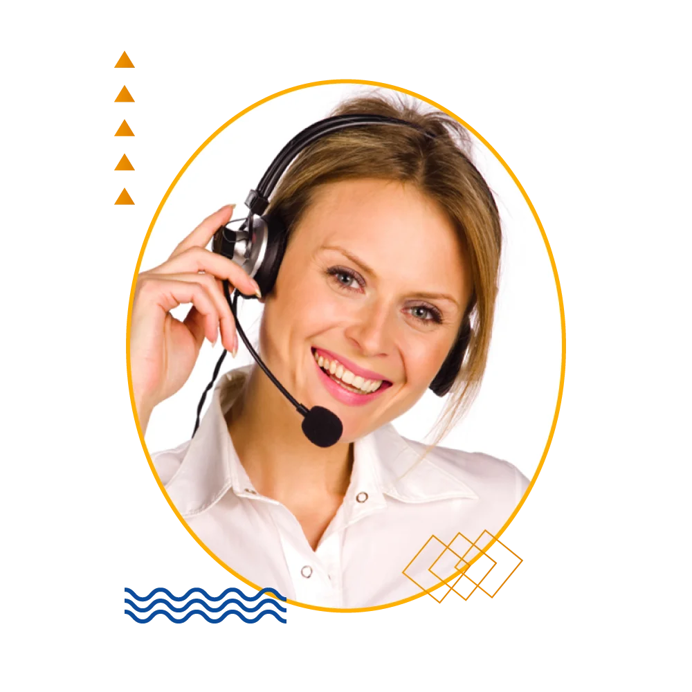 A cheerful woman with a headset, radiating warmth and friendliness while interacting with others