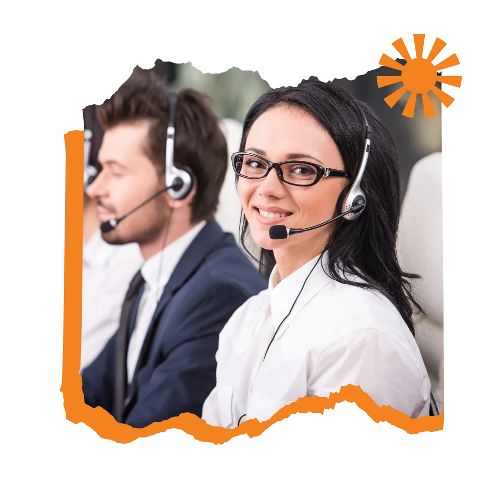 A busy call center, featuring staff members handling customer inquiries and delivering service solutions