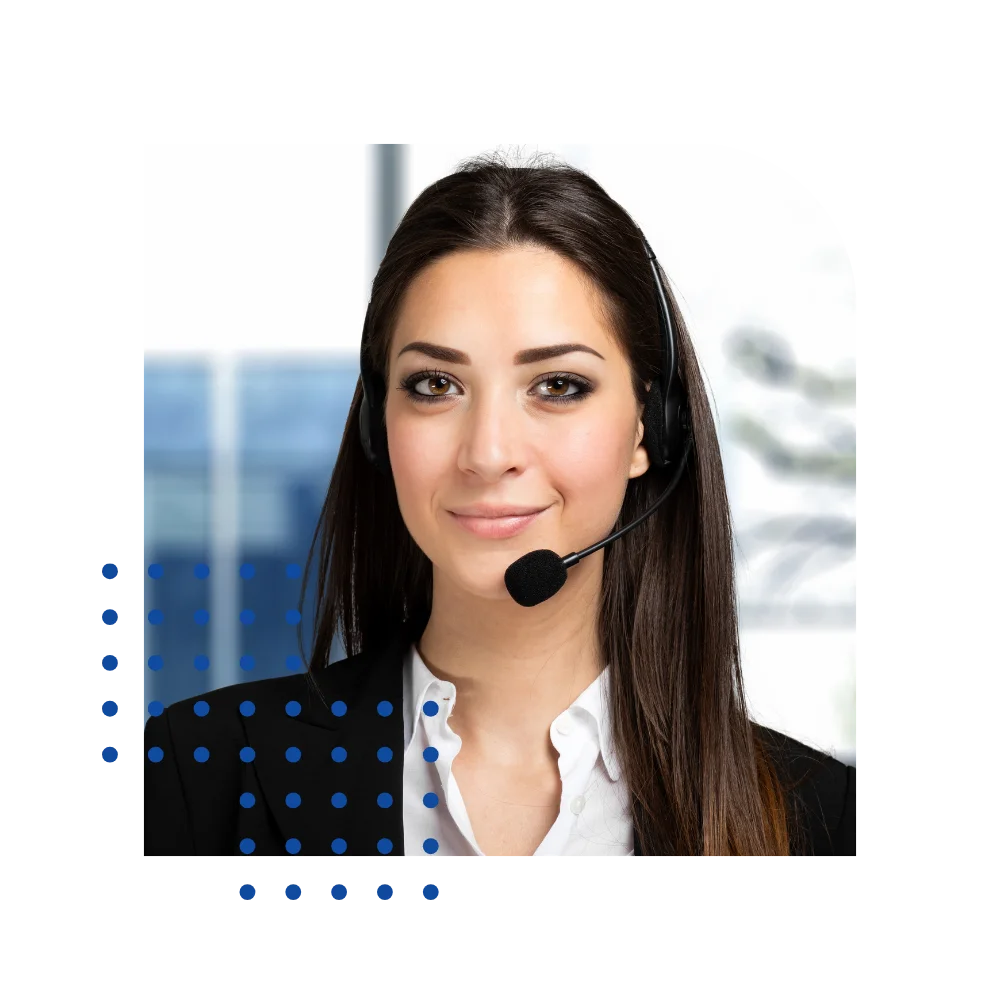 call center agent wearing a headset, focused on assisting customers through a computer interface