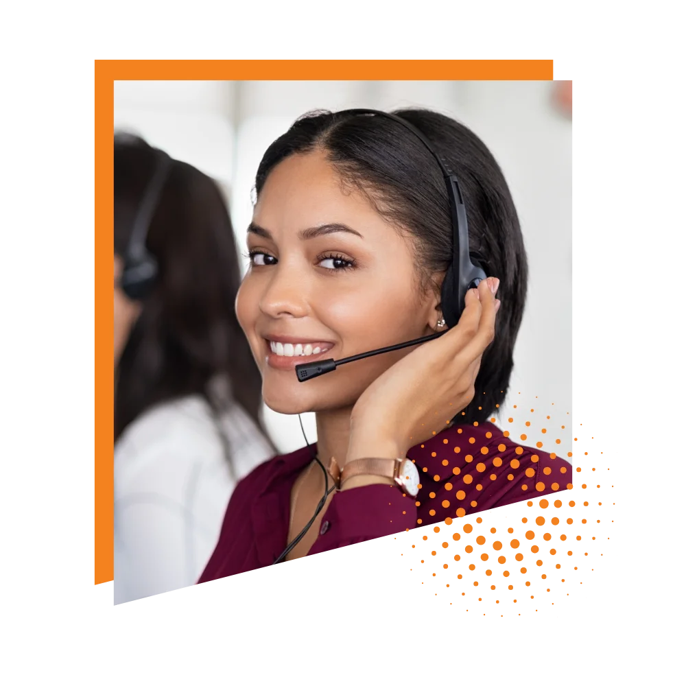 A dedicated call center agent using a headset, providing support and solutions to customer inquiries