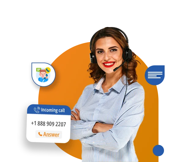 Call center agent with a headset, efficiently handling calls for Locksmith Answering Service, ensuring customer satisfaction