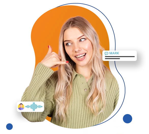 A woman with her hands on her face and a microphone, illustrating the concept of a real estate answering service